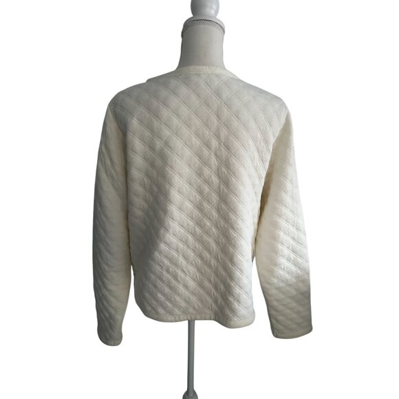 J CREW Cream Off White Quilted Jacket Size Large - Picture 5 of 6